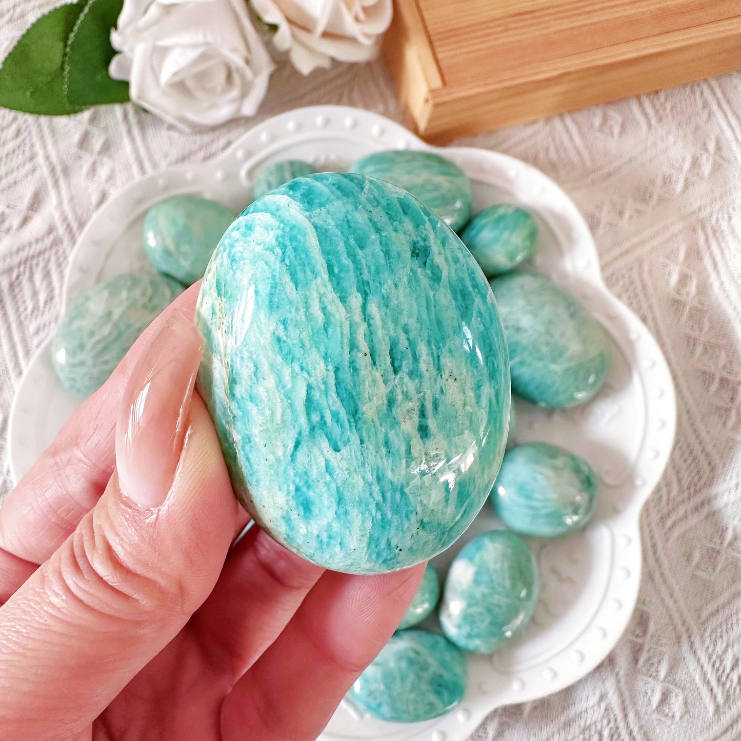 Amazonite palm stone