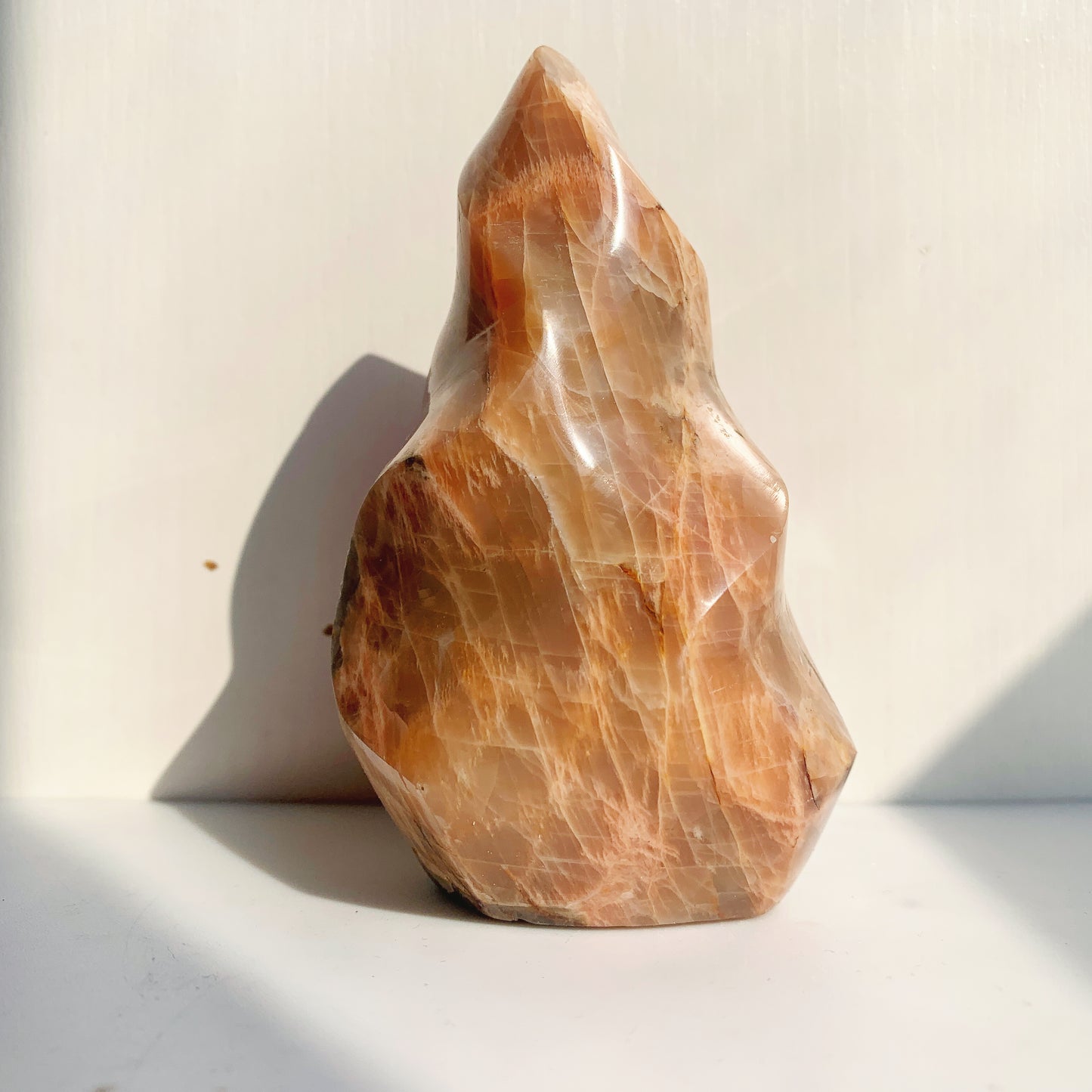 Peach moonstone crystal flame home decor
