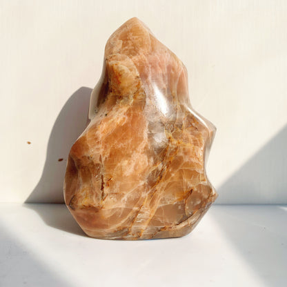 Peach moonstone crystal flame home decor