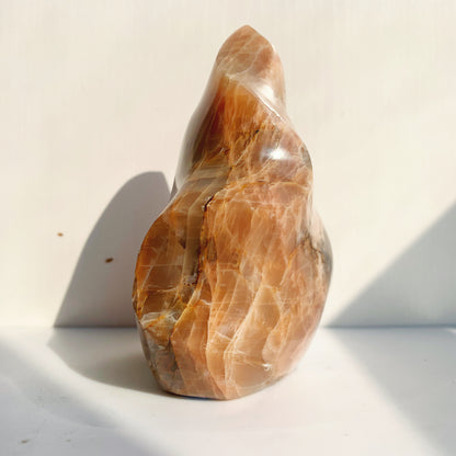 Peach moonstone crystal flame home decor