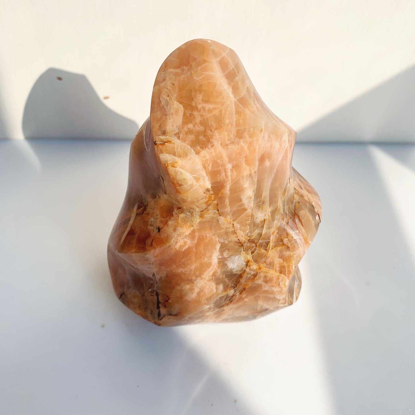 Peach moonstone crystal flame home decor