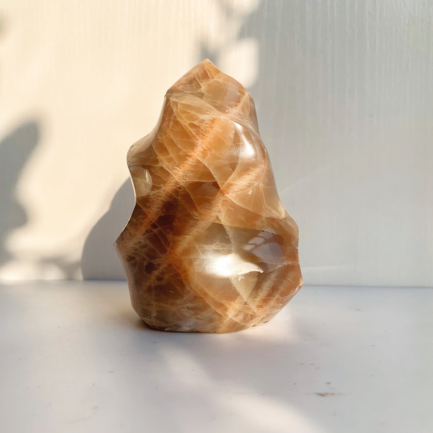 Peach moonstone crystal flame home decor