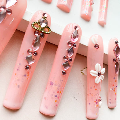 FC106 Pink gradient pile diamond