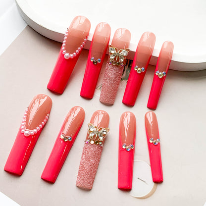 FC151 Rose red French flash pearl