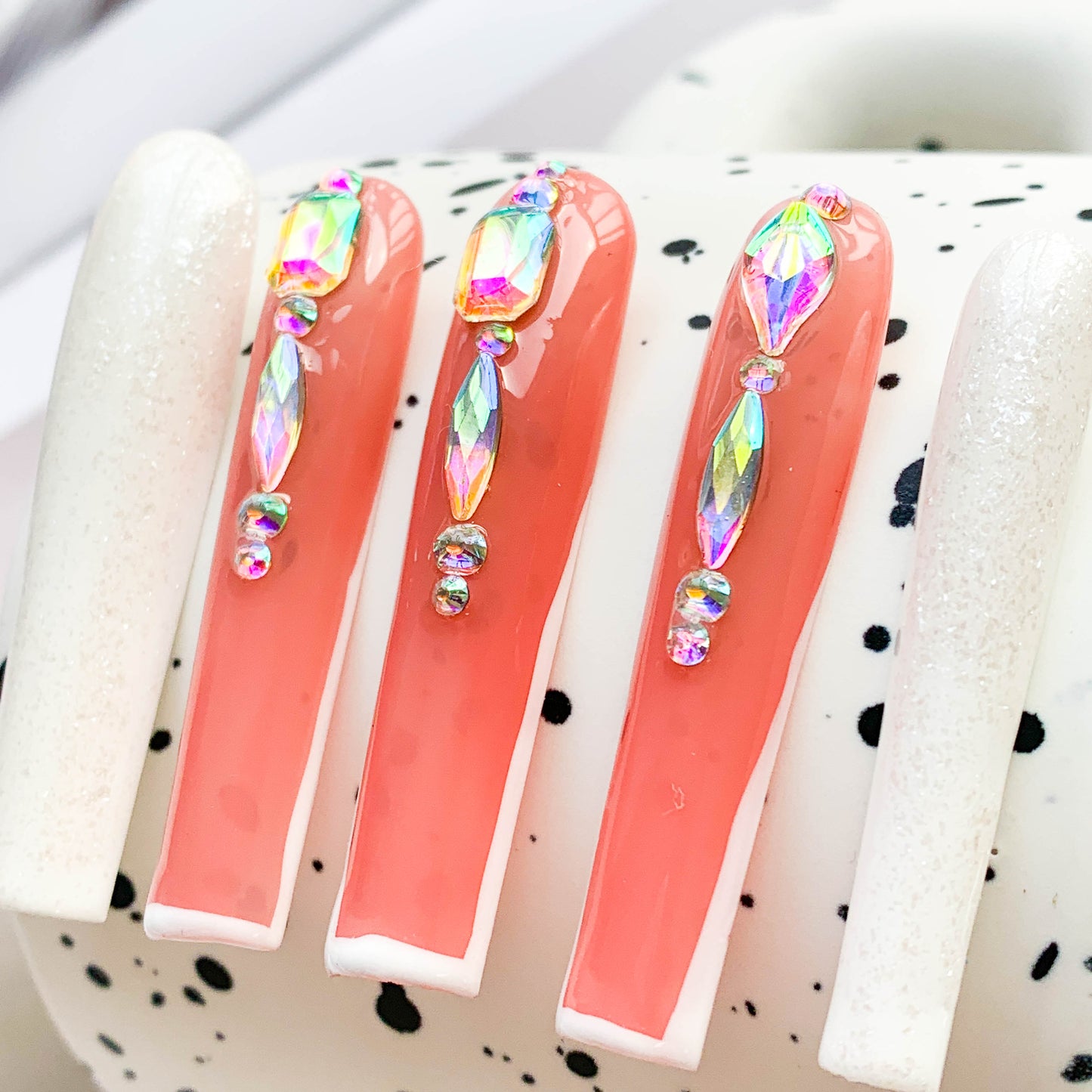 FC229 Pink and white French floral butterfly