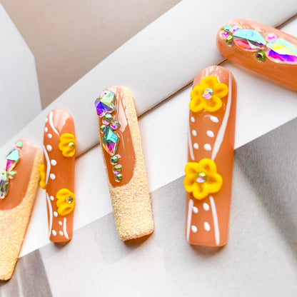 FC234 Orange French pop Flash floral