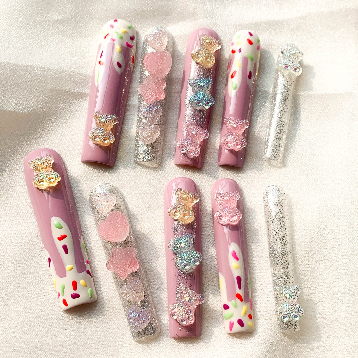FC235 Long pointy pink bear cute
