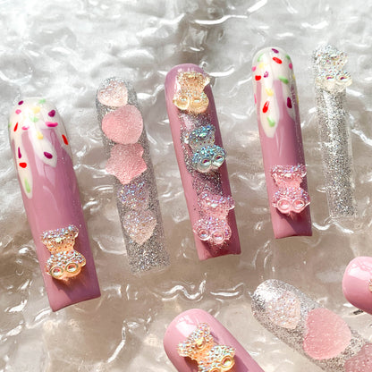 FC235 Long pointy pink bear cute