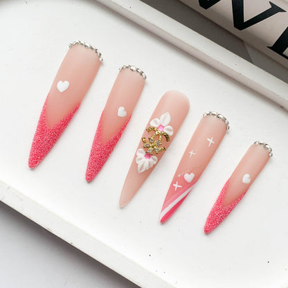 FC47 Pink glitter Metal marks on nails