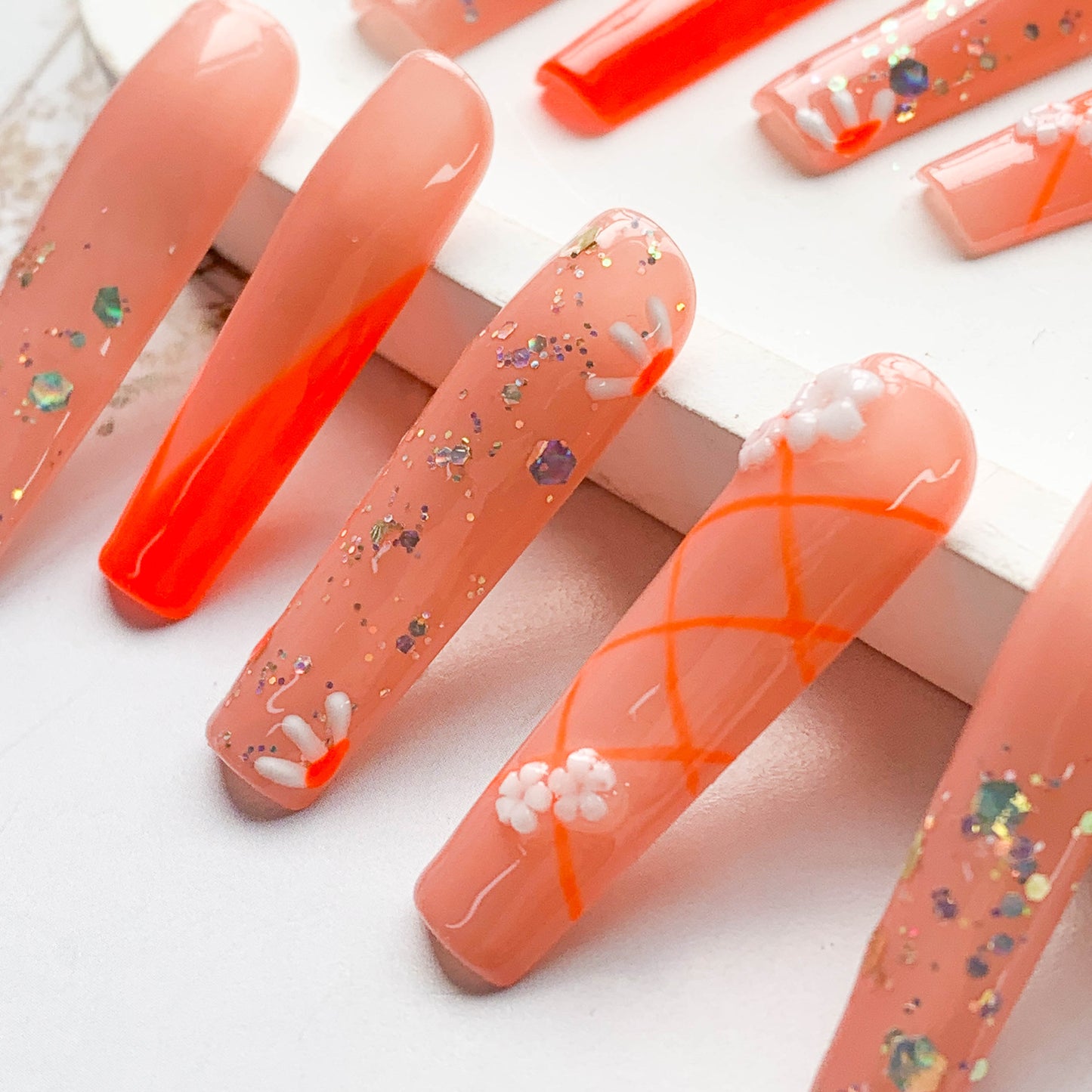 FC60 Orange geometric nail Female favorite