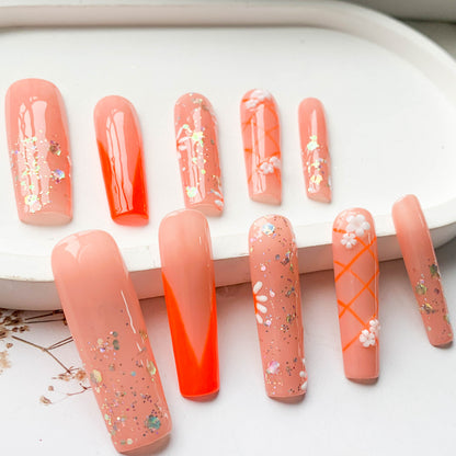 FC60 Orange geometric nail Female favorite