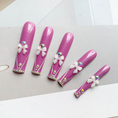 FC69 Pink glitter nails  Female favorite