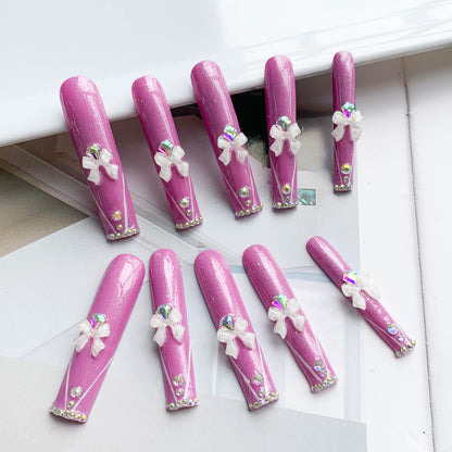 FC69 Pink glitter nails  Female favorite
