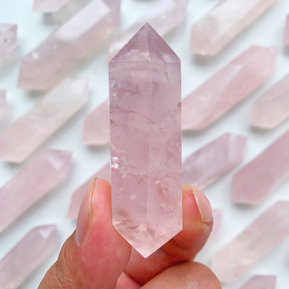 Rose quartz double tower
