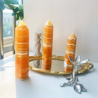 Orange calcite tower