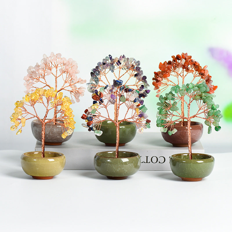 wholesale all kinds of natural crystal tree amethyst agate home office decoration rough stone color bowl shape