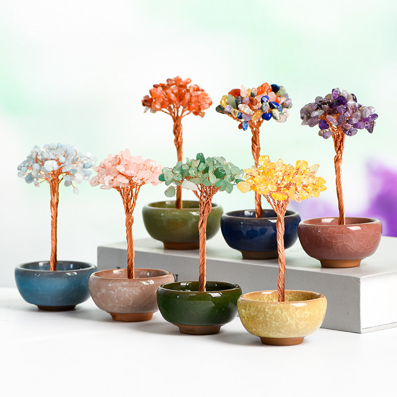 wholesale all kinds of natural crystal tree amethyst agate home office decoration rough stone color bowl shape