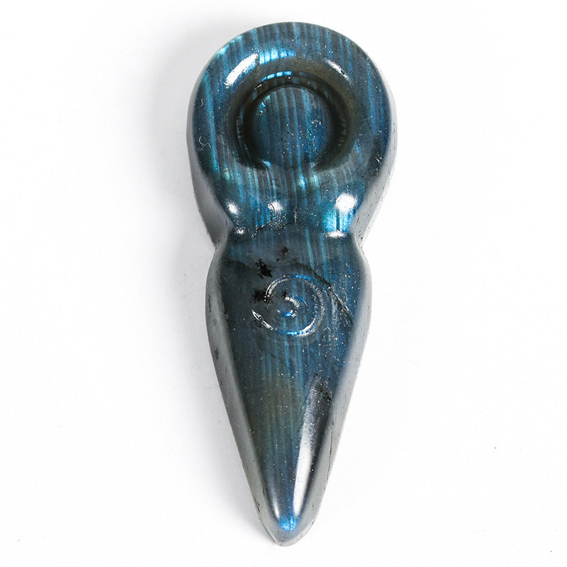 Wholesale Elongated Stone Crystal Mask Handicrafts Python Carving Home Office Decoration Ornament