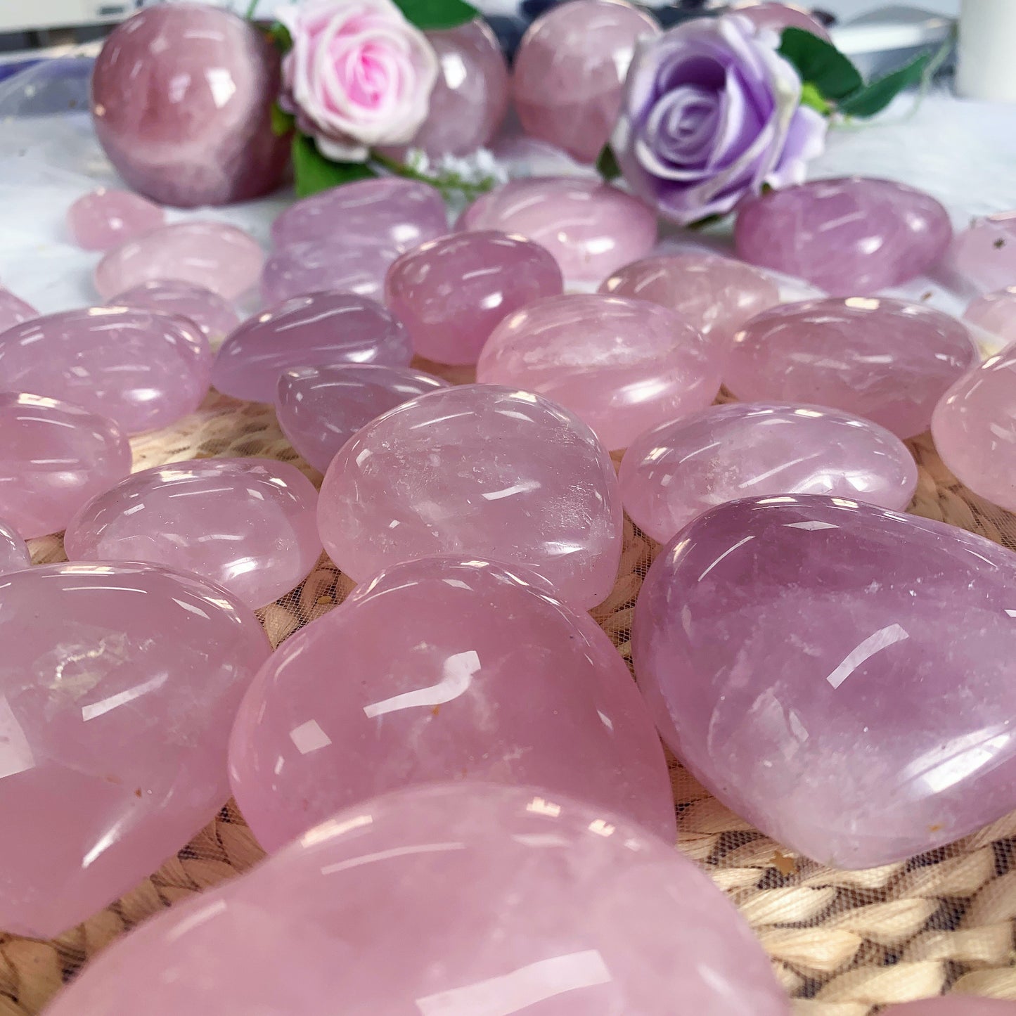 Rose quartz crystal heart