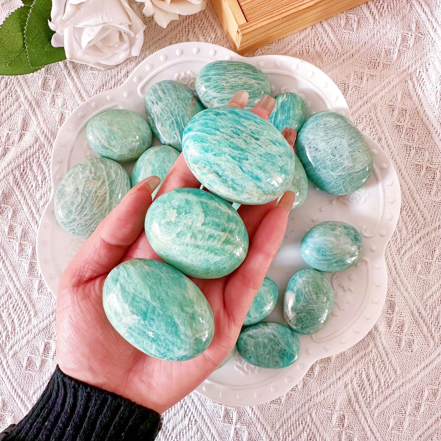 Amazonite palm stone