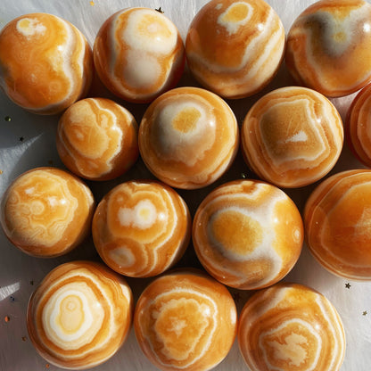 Orange Calcite Sphere with Banding