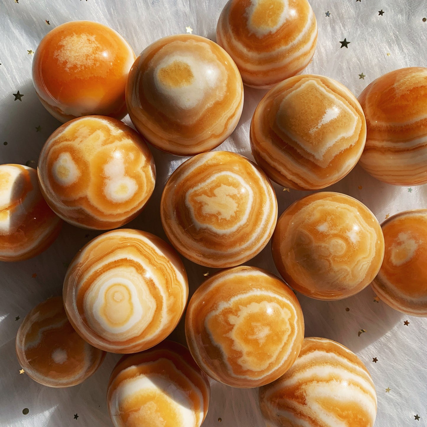 Orange Calcite Sphere with Banding