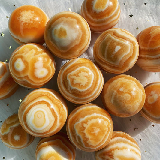Orange Calcite Sphere with Banding